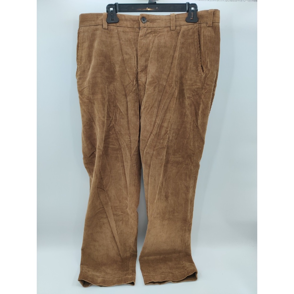 Mens Caramel Brown Corduroy Pants 346 Straight Leg Heavy Wale Trousers 35x31